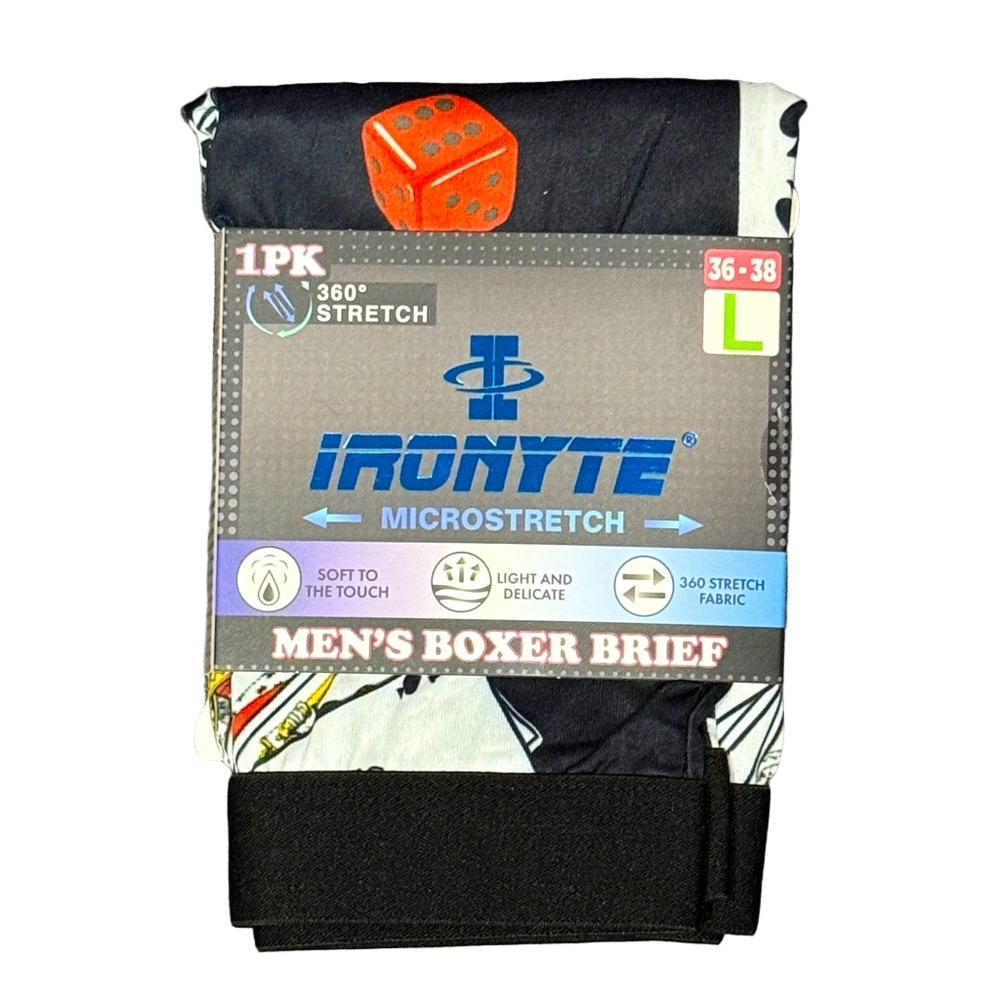 Mens Casino Playing Cards & Dice Boxer Briefs - Size Large - Ironyte - NWT